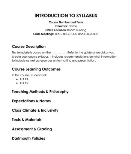 Image result for Course Syllabus Examples