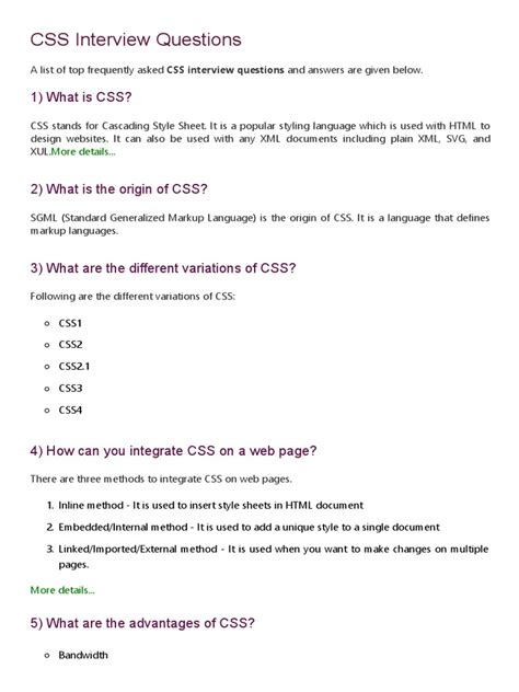 Image result for CSS Form Questions List