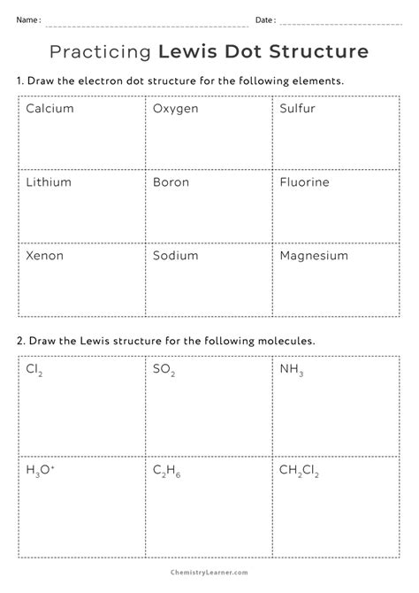 Free Printable Lewis Dot Structure Worksheets - Worksheets Library