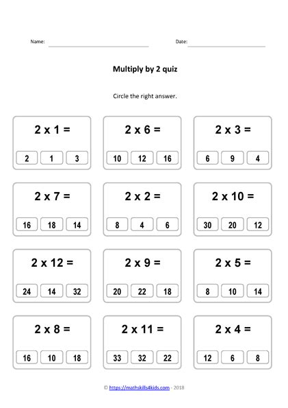 Multiply by 2 Worksheet に対する画像結果