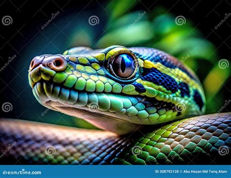 A Stunning Look of a Venomous Python. AI Generated Illustration Stock ...