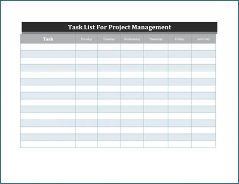 Image result for Project Management Task List Template