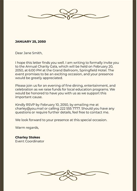 Afbeeldingsresultaten voor Formal Dinner Invitation Letter