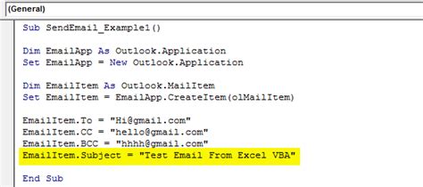 Toradh íomhá ar VBA Code to Send Email