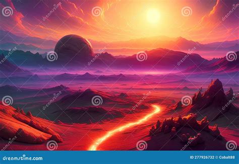 Toradh íomhá ar Alien Planet Surface Sci-Fi Art