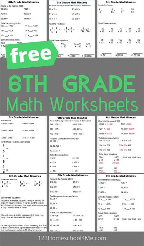 Sixth Grade Math Worksheets に対する画像結果