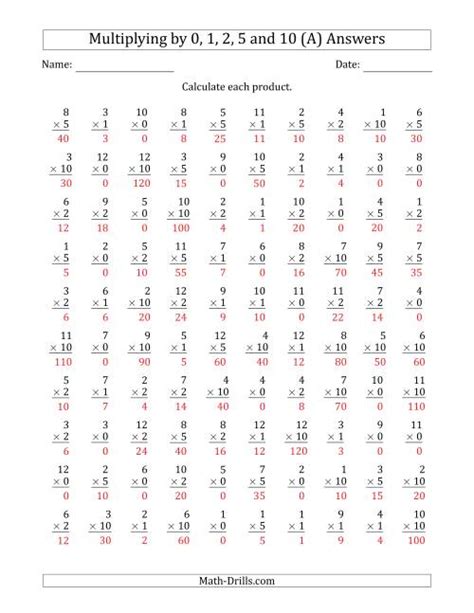 Afbeeldingsresultaten voor Timed Multiplication Test 7