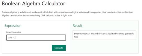 Boolean Algebra Calculator | Boolean Algebra & Expression Solver