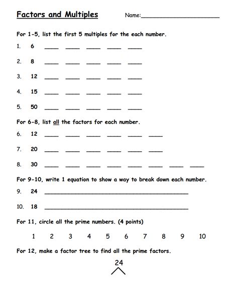 Image result for 4th Grade Math Multiples Worksheet