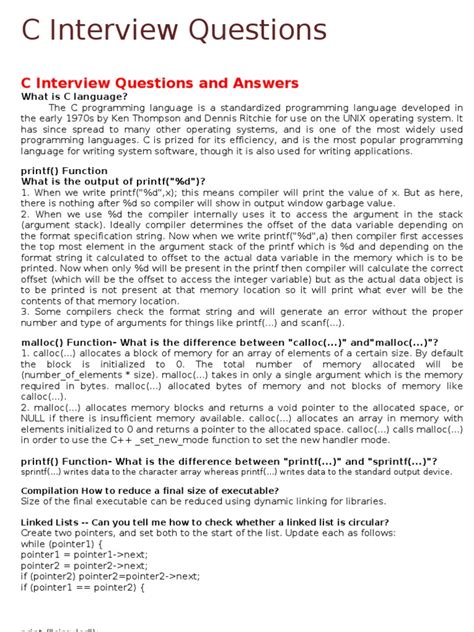 Image result for C Programming Interview Questions and Answers