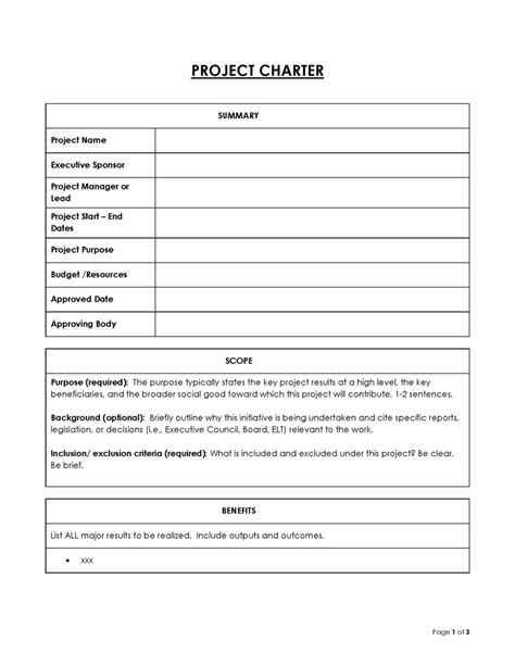 Image result for Project Charter Template Word Version