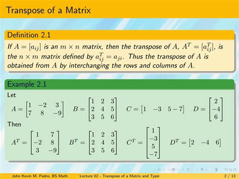 Image result for Transpose of Matrix Answersheet
