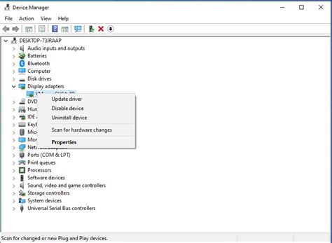 Toradh íomhá ar Device Manager Menu