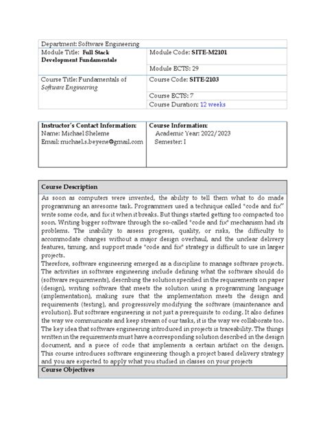 Image result for Software Engineering Course Syllabus