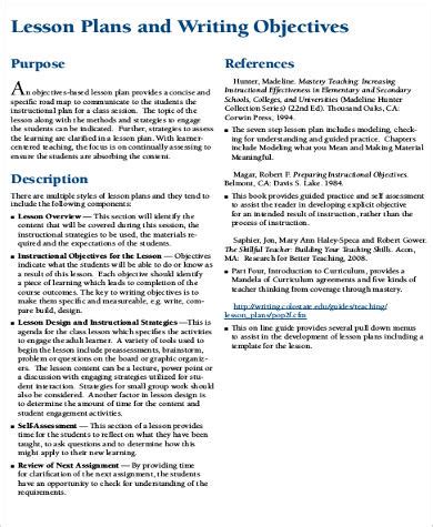 Writing Lesson Plan Objectives Examples に対する画像結果