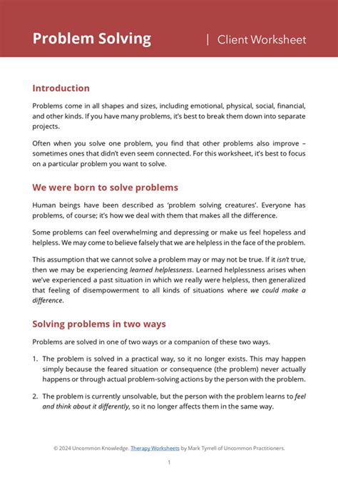 Afbeeldingsresultaten voor Group Problem Solving Therapy Worksheets