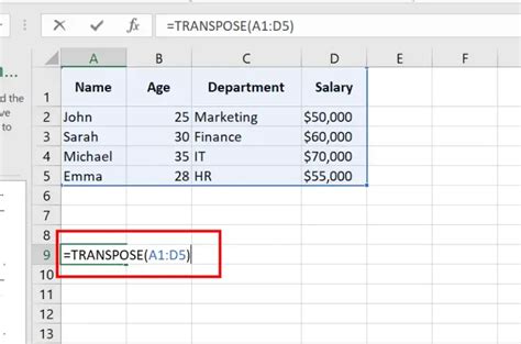 Image result for Line Column to Row Using Transpose Formula Excel