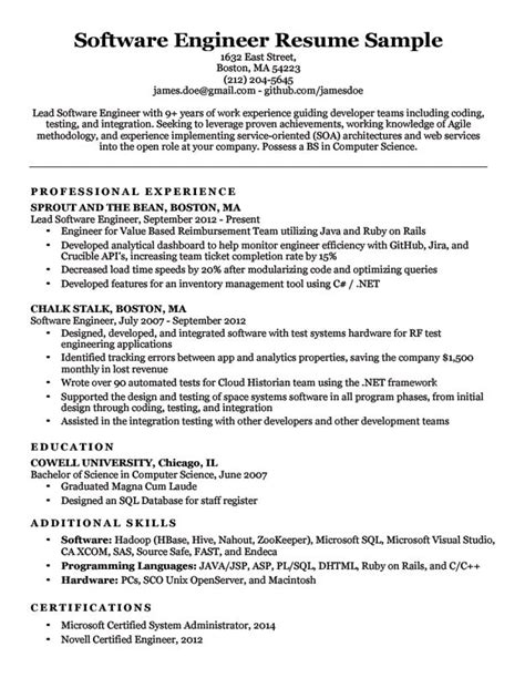 Toradh íomhá ar Software Engineering Student Resume