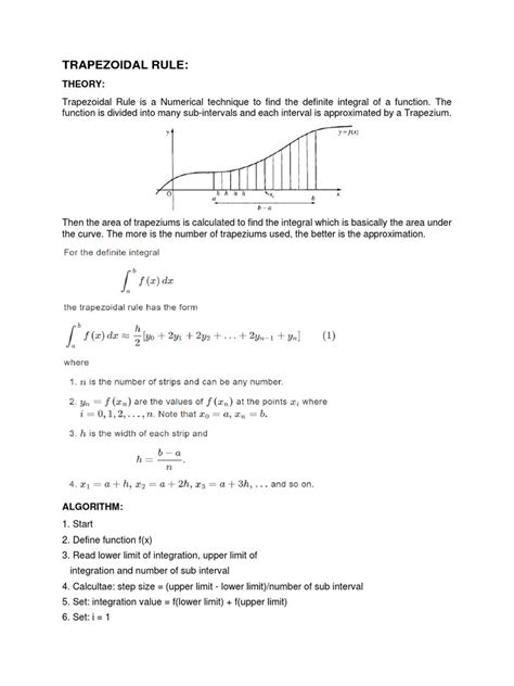 Image result for Trapezoidal Rule Single Segment