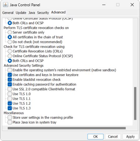 Image result for Java 8 Control Panel Settings
