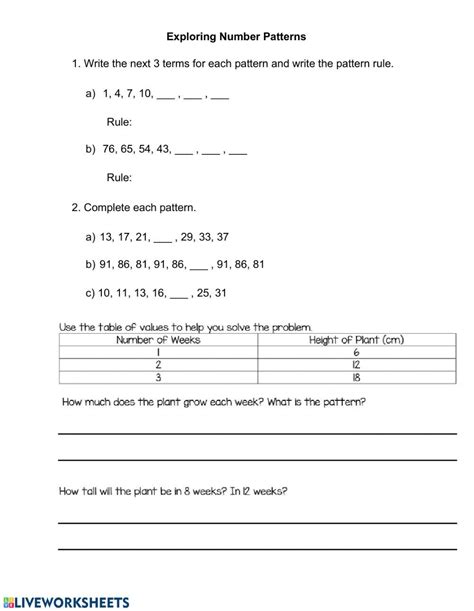 Image result for Number Patterns Grade 9 Worksheets