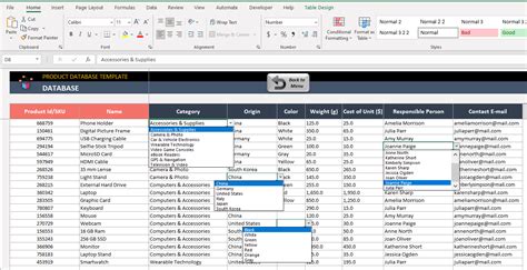 Image result for Excel Database Template