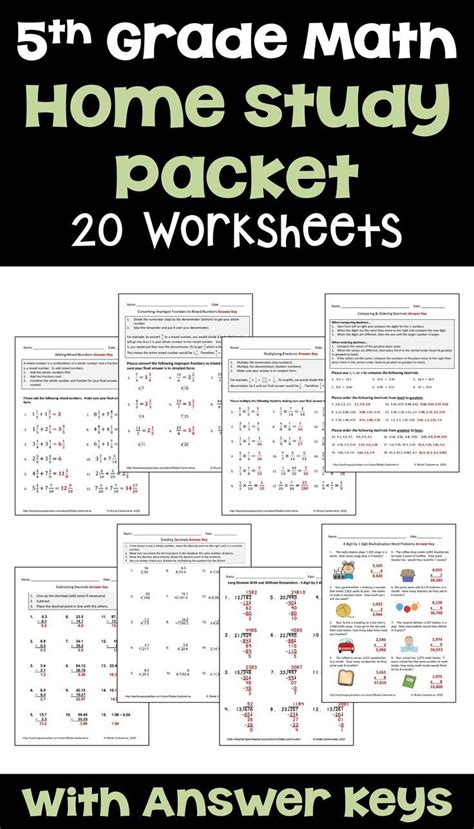 Image result for 5th Grade Printable Math Packets
