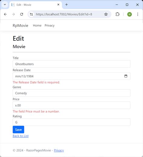 Image result for Razor Page Example