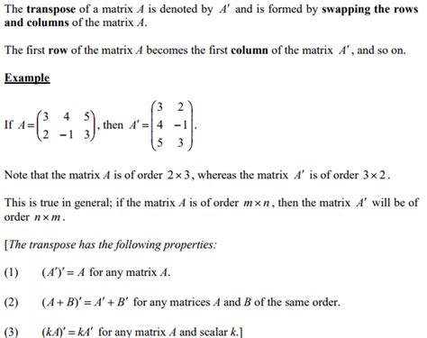 Image result for Transpose of Matrix Answersheet