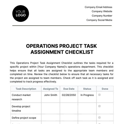 Image result for Operations Manager to Do Task Template