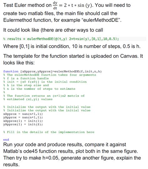 Image result for Euler Method MATLAB