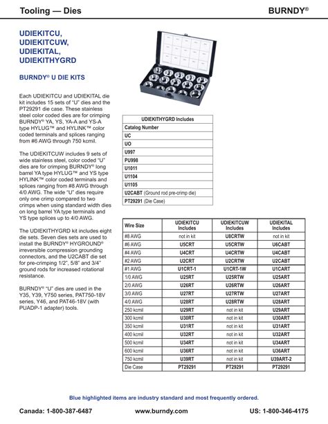 Burndy Crimp Die Chart に対する画像結果