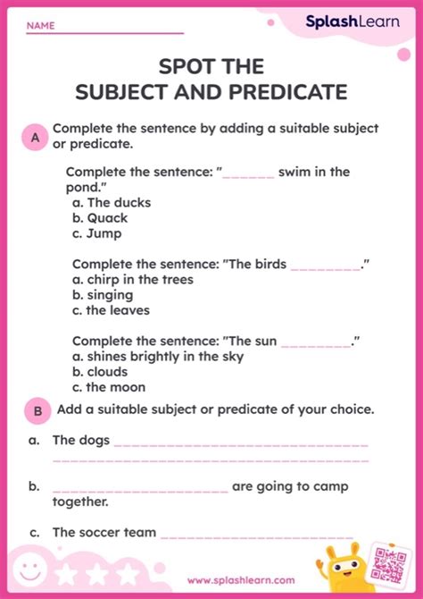 Image result for Complete Subject and Predicate Worksheets