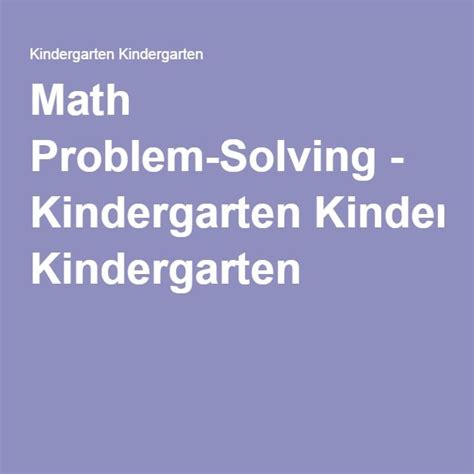 Image result for Problem Solving Kindergarten Math