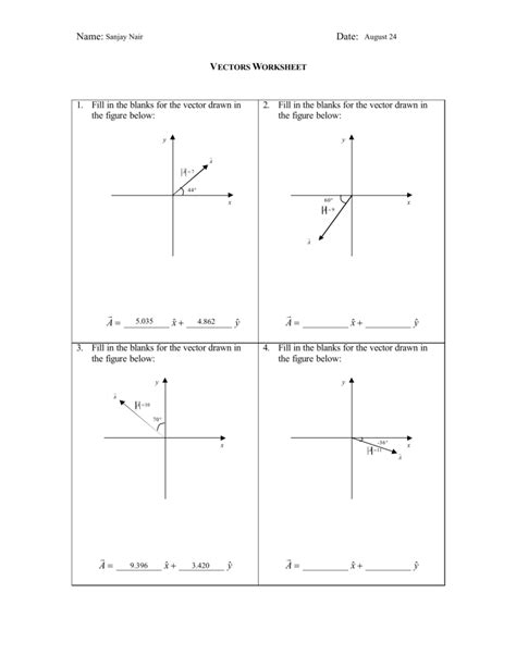 Toradh íomhá ar Vector Addition by Components Worksheet