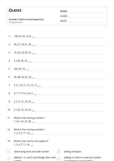 Numeric Patterns Grade 5 に対する画像結果