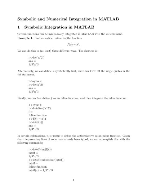 Image result for Integration in MATLAB