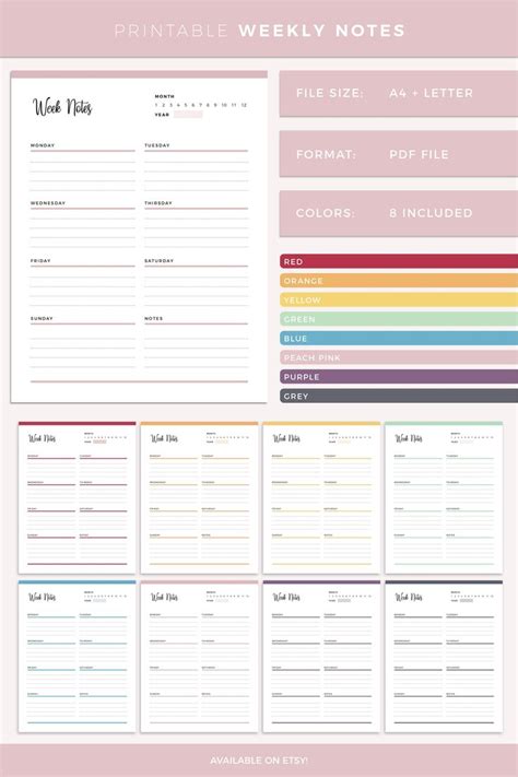 Image result for Free Printable Planner Notes Page