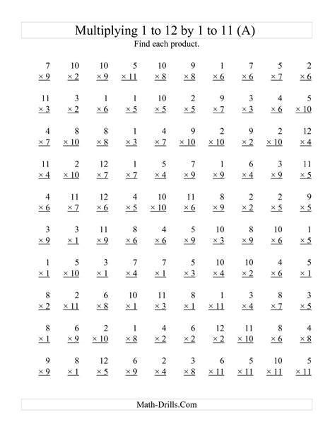 Afbeeldingsresultaten voor Timed Multiplication Test 7