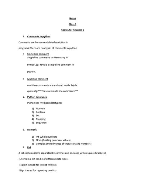 Image result for Python Class 9 CBSE Notes