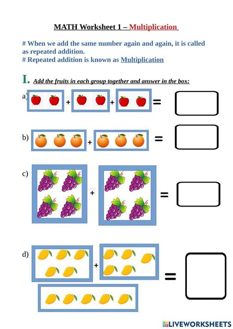 Image result for Grade One Multiplication