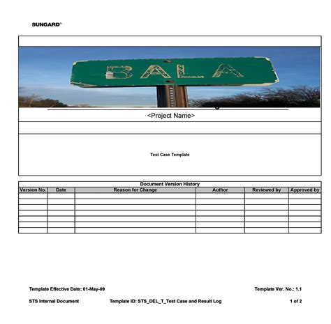 Test Case Template に対する画像結果