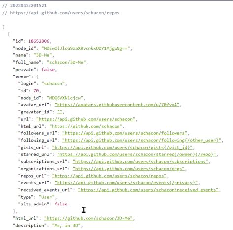 GitHub API List View に対する画像結果