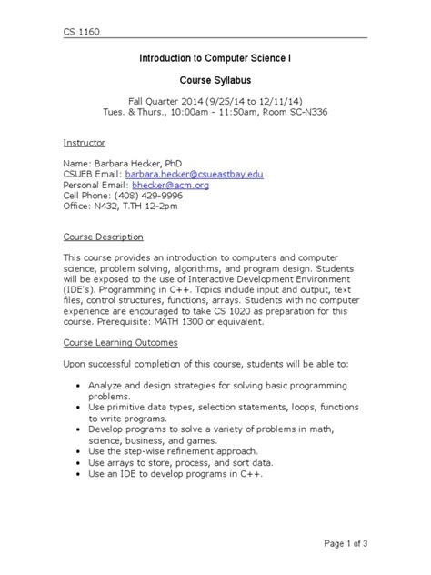 Image result for Intro to Computer Science Syllabus