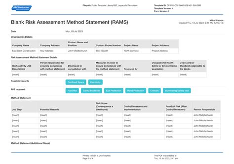 Toradh íomhá ar Editable Method Statement Template
