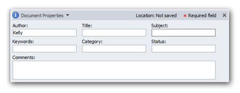 Image result for Document Properties Dialog Box Excel