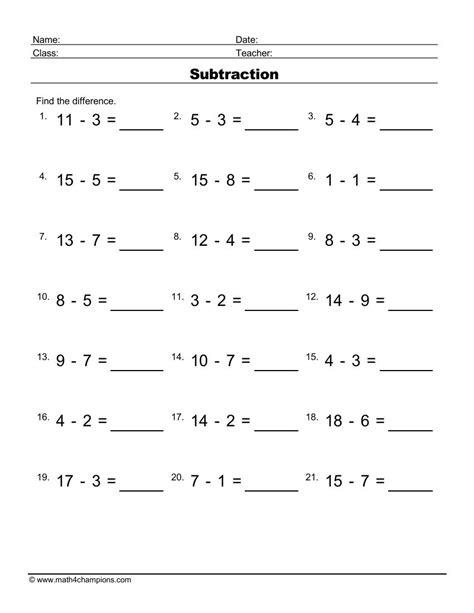 Image result for 7th Grade Math Subtraction Worksheets