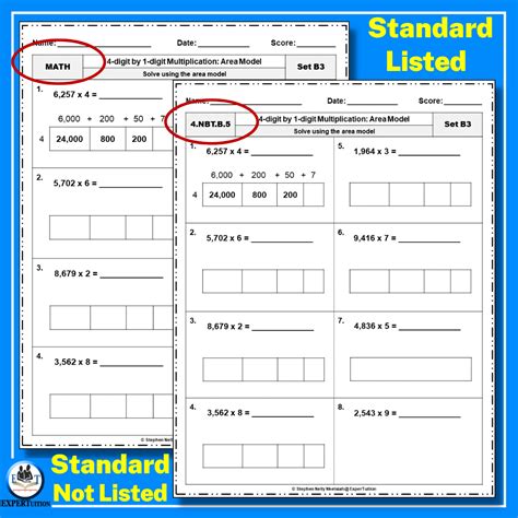 Toradh íomhá ar Area Model Multiplication Worksheets