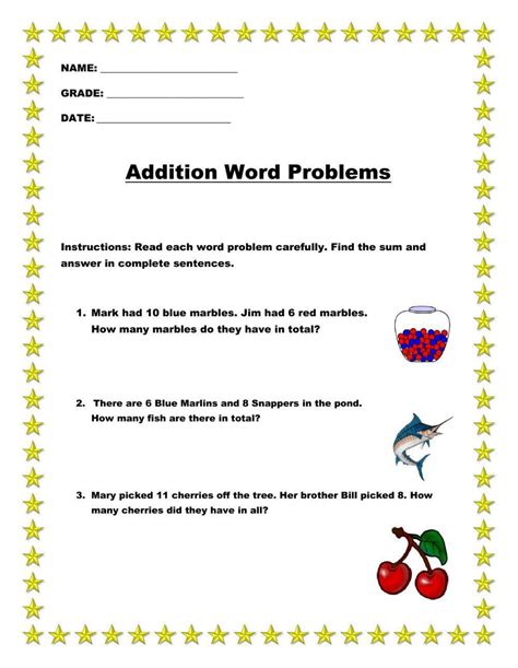 Worksheet for Grade 2 Problem Solving for Additon に対する画像結果