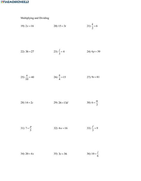 Image result for Multiplication and Division Worksheets Problem Solving